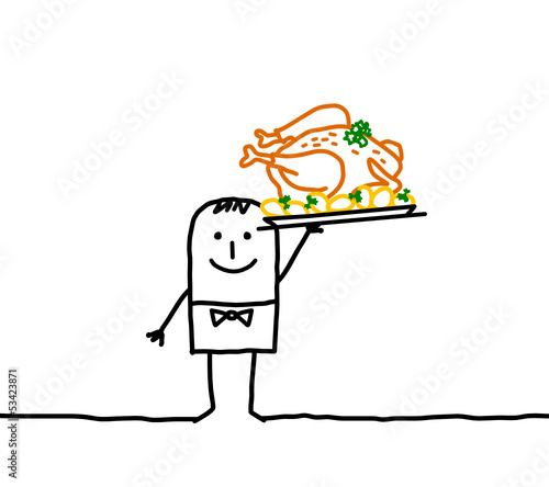 server & cooked chicken