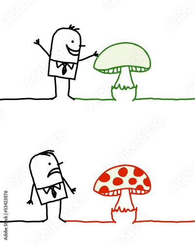man & mushrooms