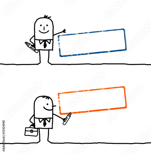 men & blank labels