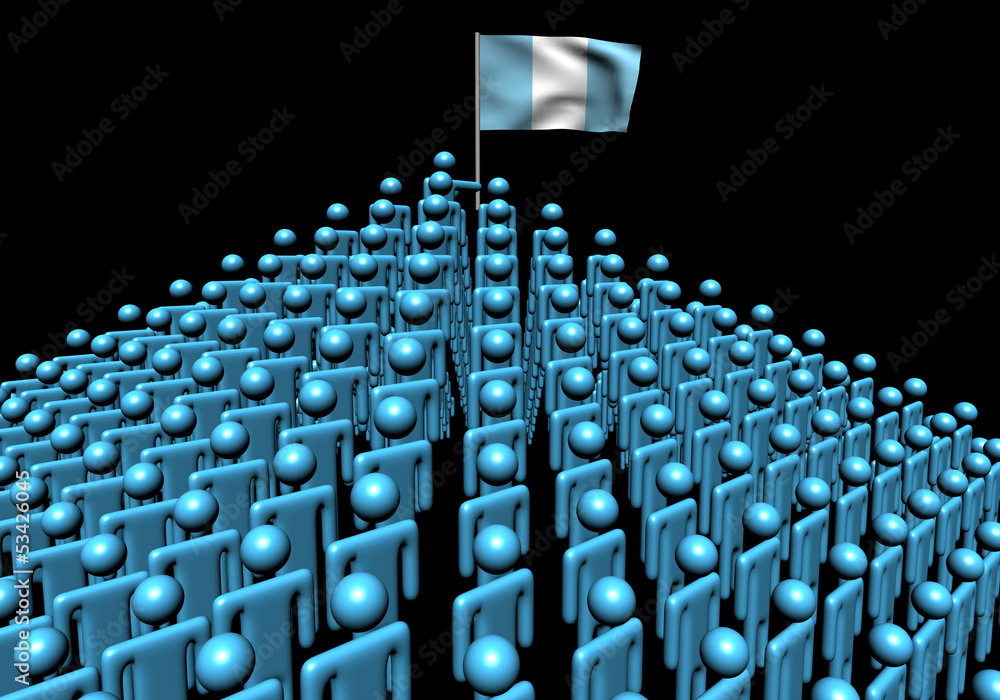 Fototapeta premium Pyramid of abstract people with Guatemala flag illustration