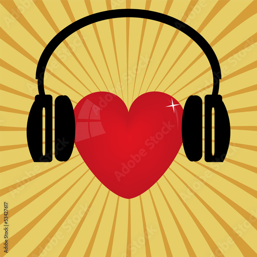 red heart and headphones
