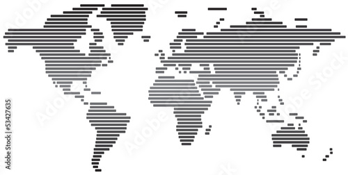 Fototapeta Naklejka Na Ścianę i Meble -  Simple abstract world map black and white