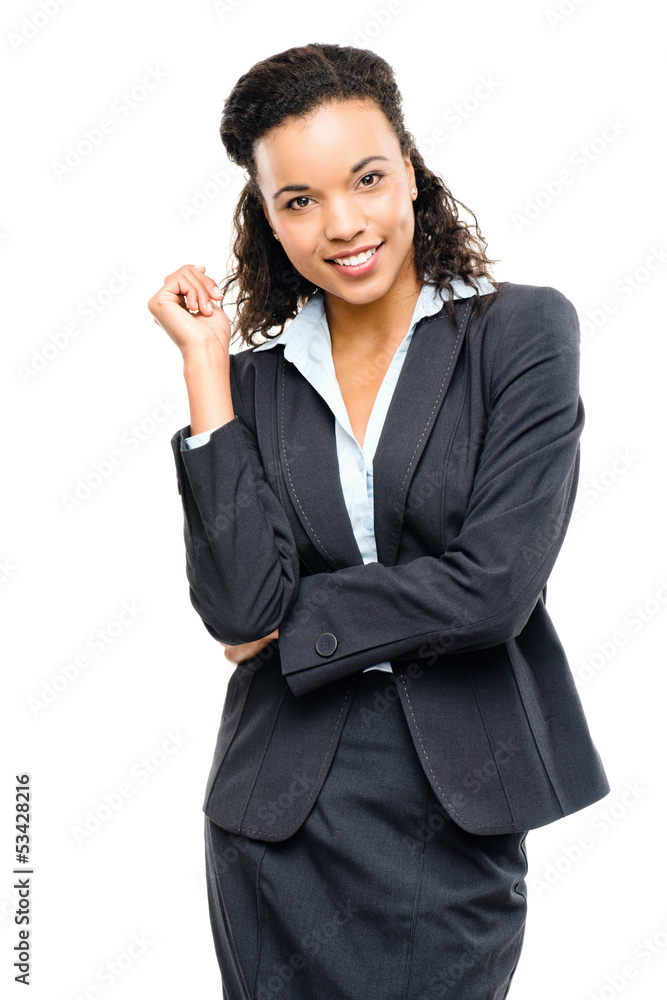 Young mixed race businesswoman with isolated white background Young mixed race businesswoman with isolated white background