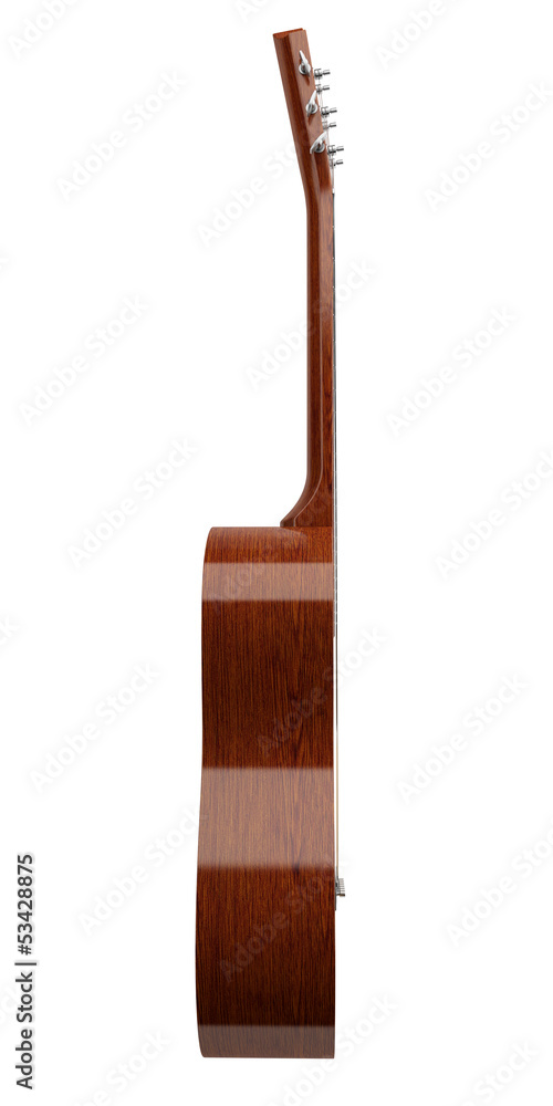 Obraz premium side view of acoustic guitar isolated on white background