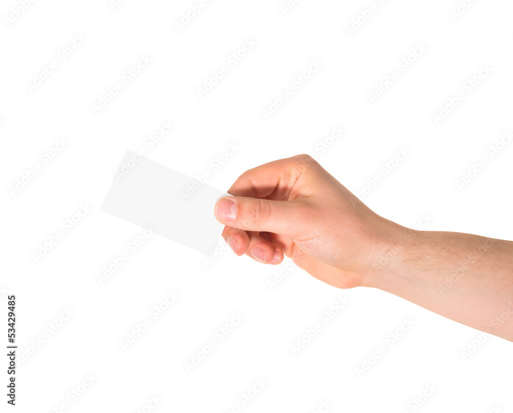 Fototapeta premium Calling card in a hand isolated