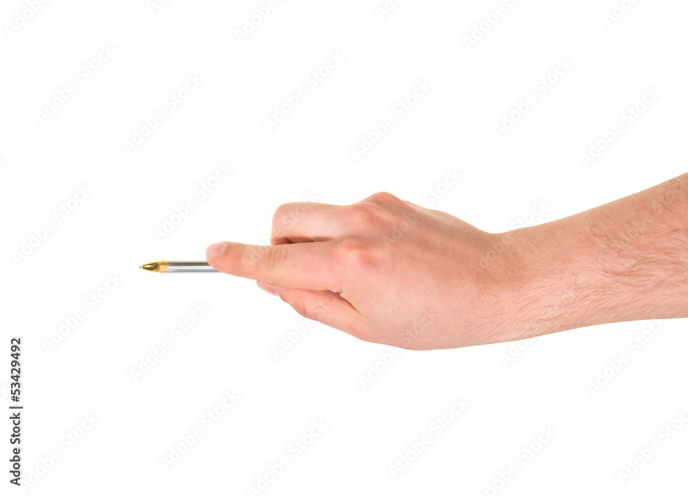 Hand holding a pen isolated Hand holding a pen isolated