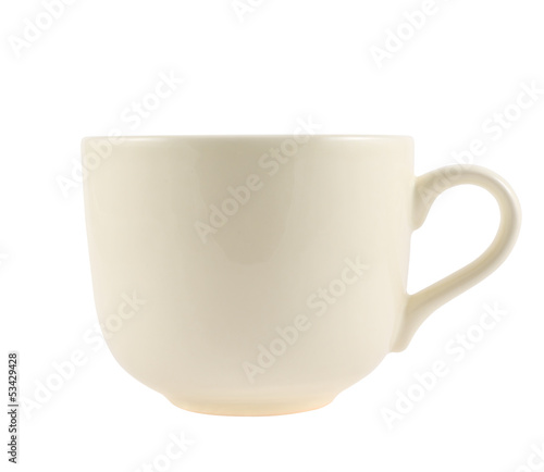 Ceramic cream colored cup isolated