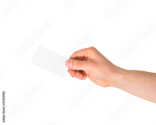 Calling card in a hand isolated