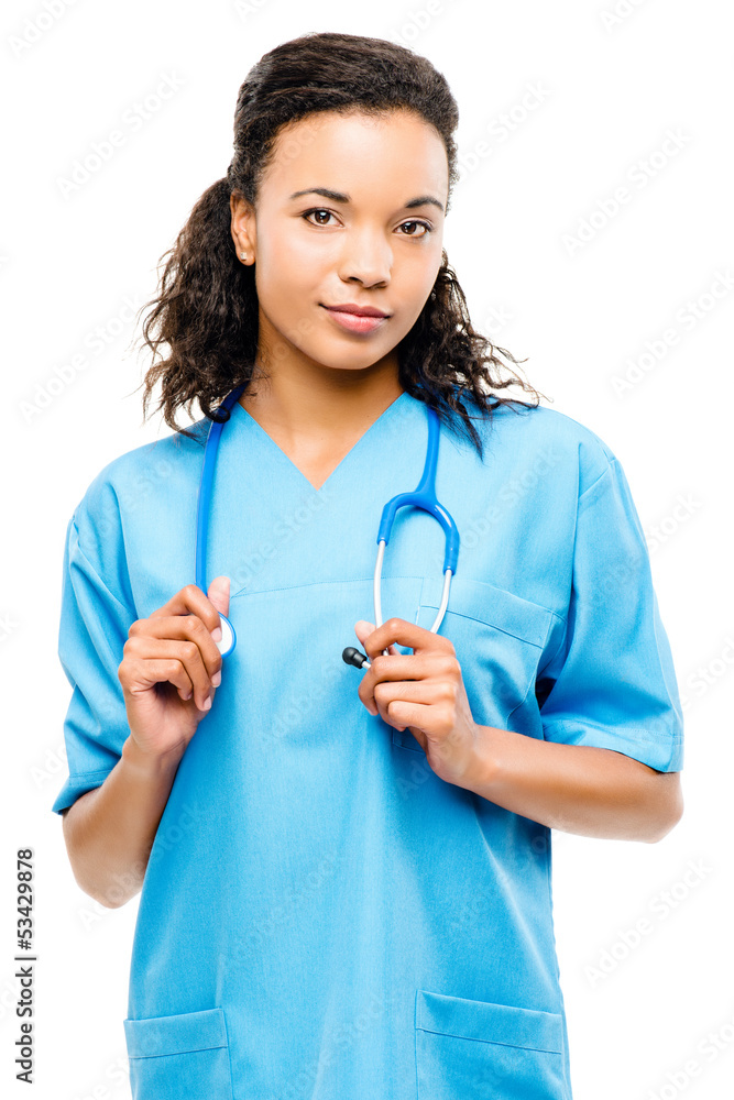 Black medical doctor smiling isolated on white background Black medical doctor smiling isolated on white background