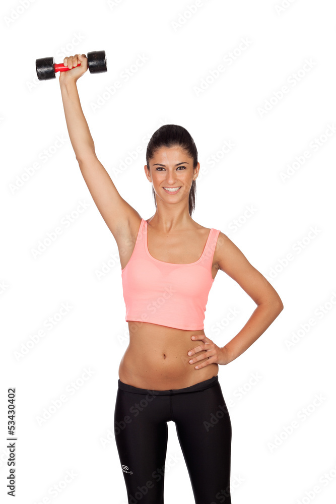 Attractive brunette girl tightening their muscles Attractive brunette girl tightening their muscles