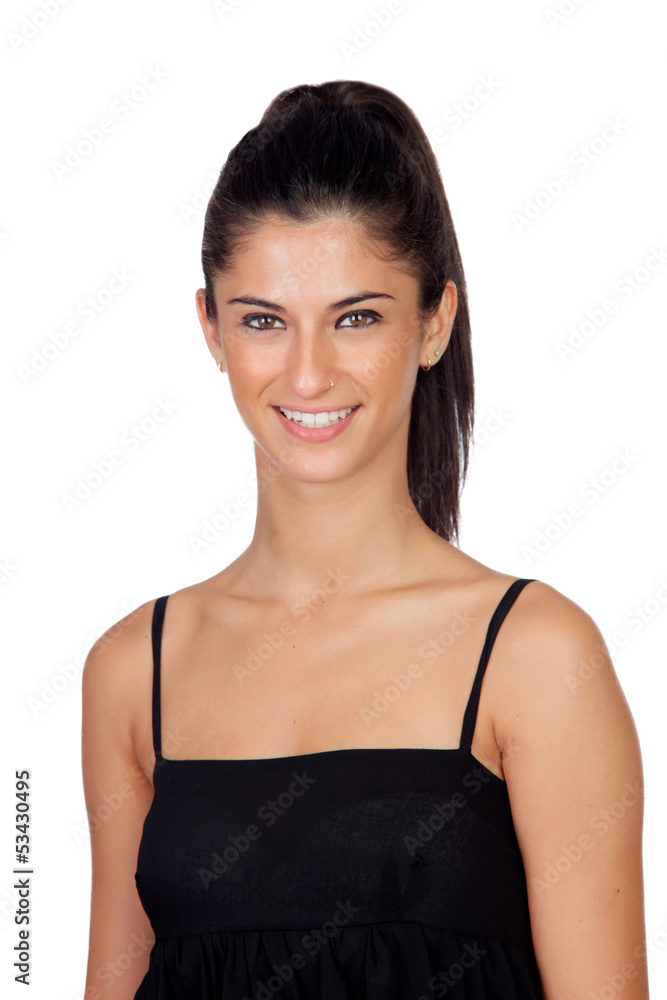 Attractive brunette girl with a pierced nose Attractive brunette girl with a pierced nose