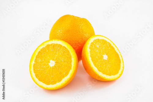 ripe round oranges on white backgroud