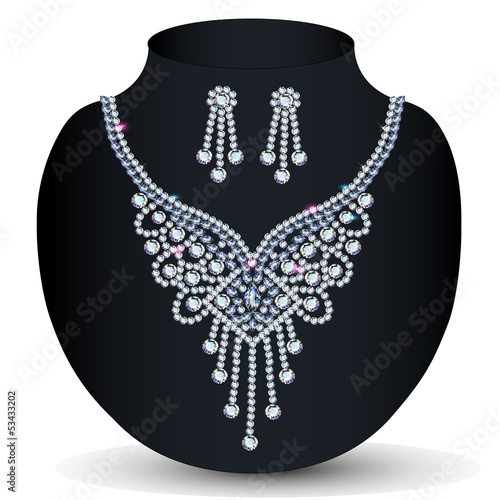 necklace with her wedding with precious stones