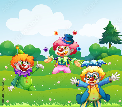 Three clowns at the garden