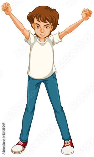 A man with a white shirt