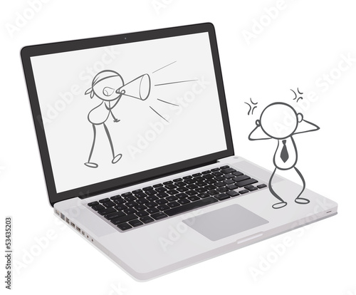 A laptop with a doodle art