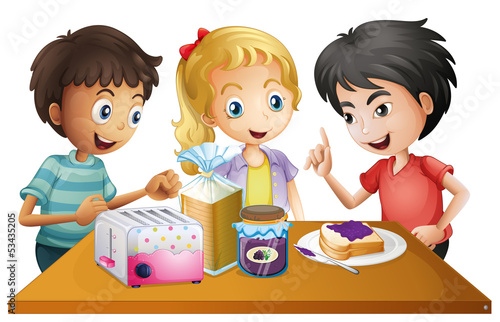 Kids preparing their snacks