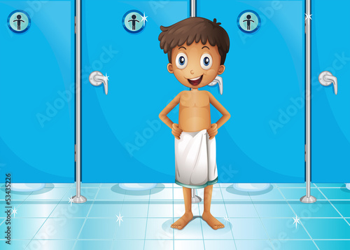 A boy in the comfort room