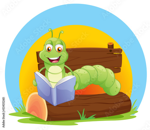 A worm reading a book