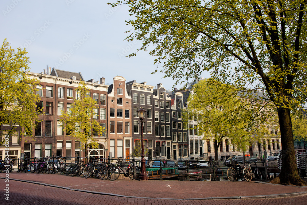 Naklejka premium Amsterdam Houses on Singel Canal