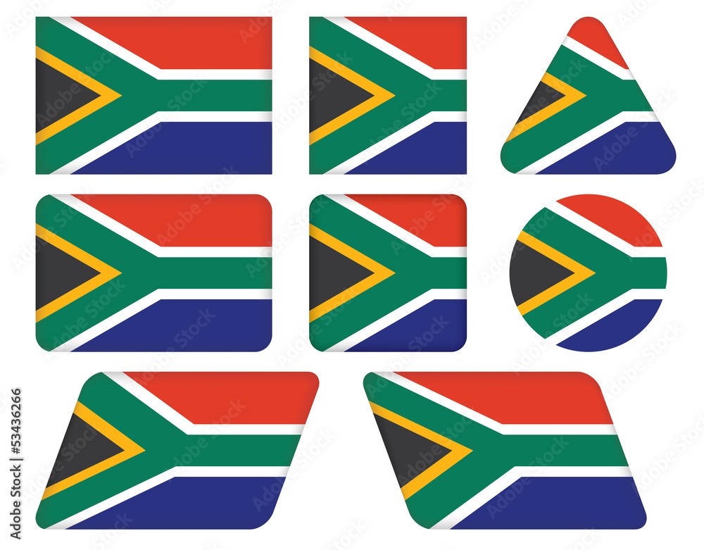 set of buttons with flag of South Africa set of buttons with flag of South Africa