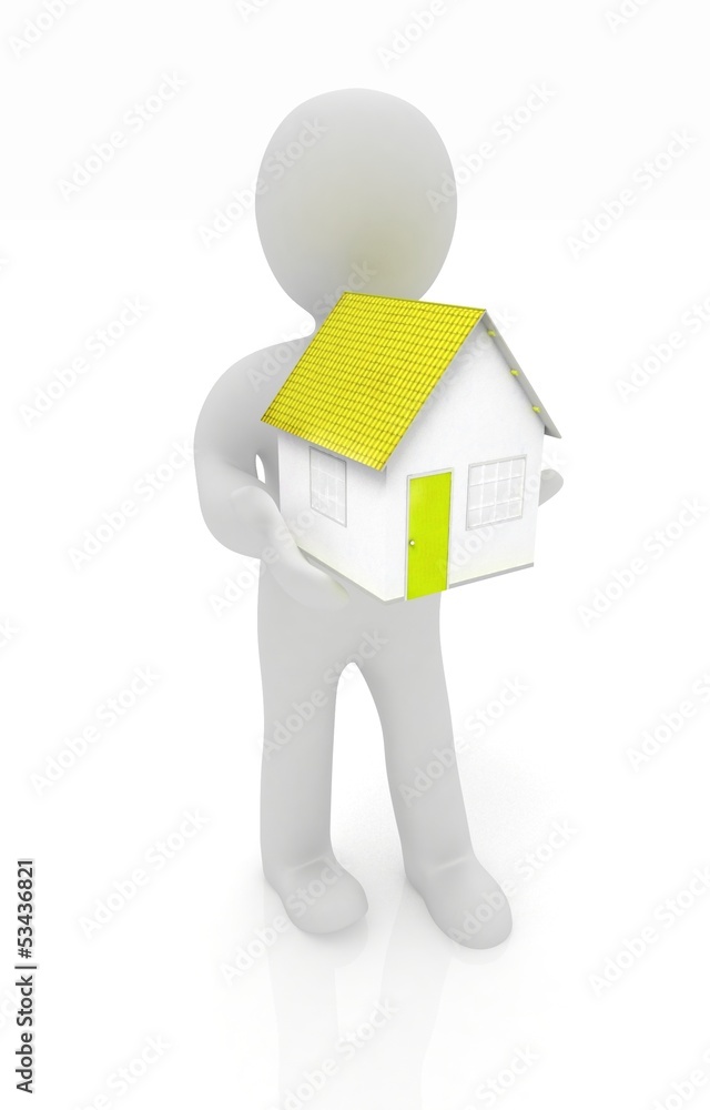 3d man and house