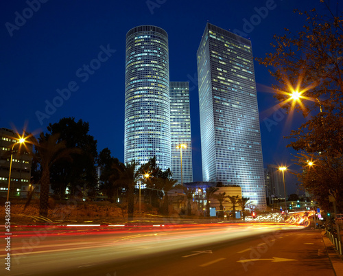 Tel Aviv night cityscape, Israel photo