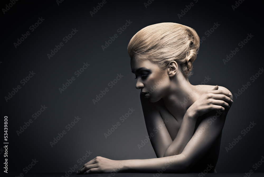 high fashion woman with abstract hair style