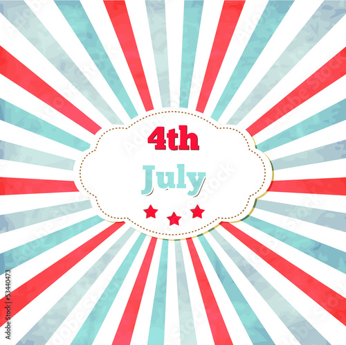Vintage template for 4th of July with frame,stars and lines