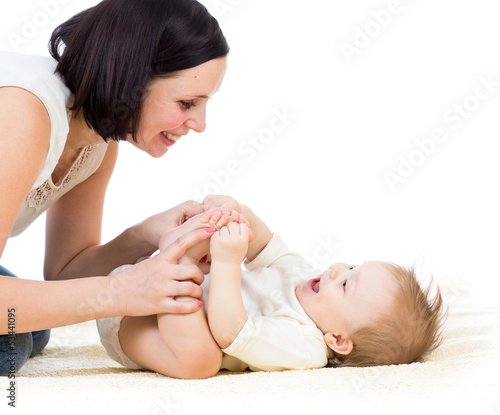 happy mother having fun wit...