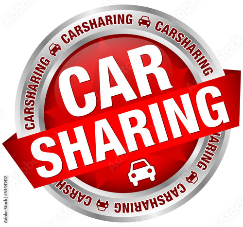 Button Banner "Carsharing" Auto rot/silber
