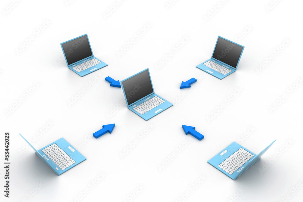 Computer network in white background. Computer network in white background.