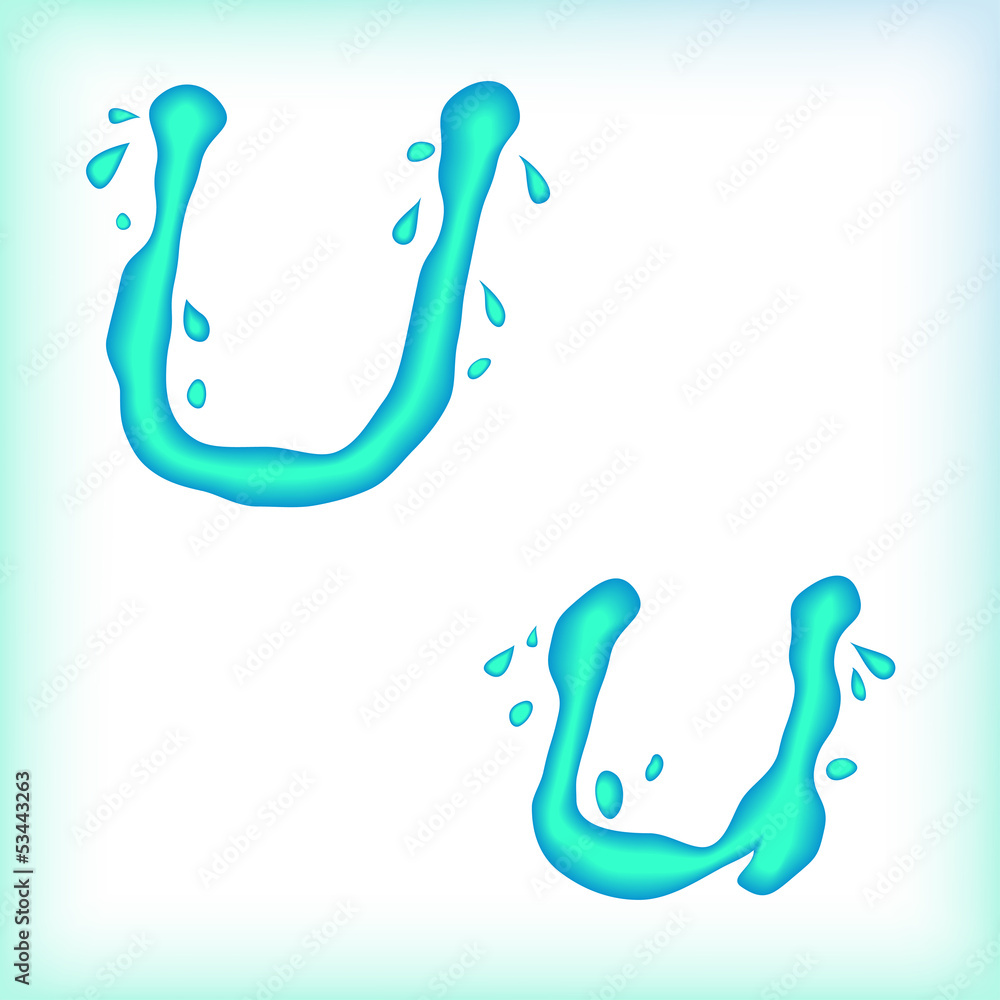 Obraz premium Liquid alphabet. Fluid letters, digits and signs.