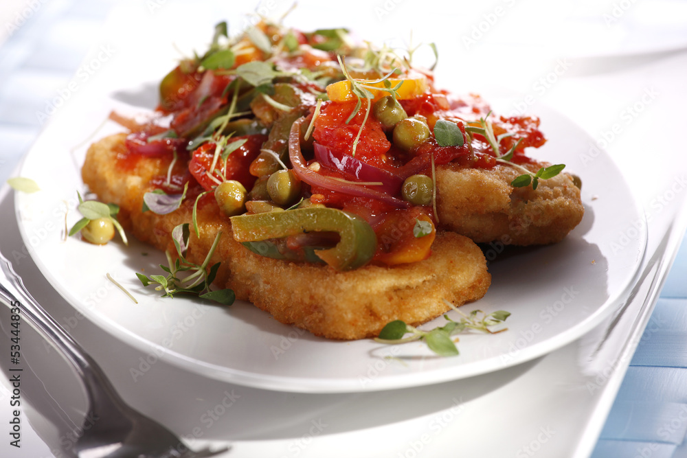 Fry fish with vegetables Fry fish with vegetables