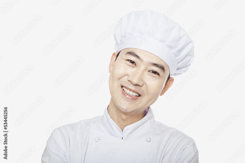 Studio Portrait of Chef, head and shoulders Studio Portrait of Chef, head and shoulders