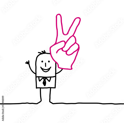 victory & hand sign