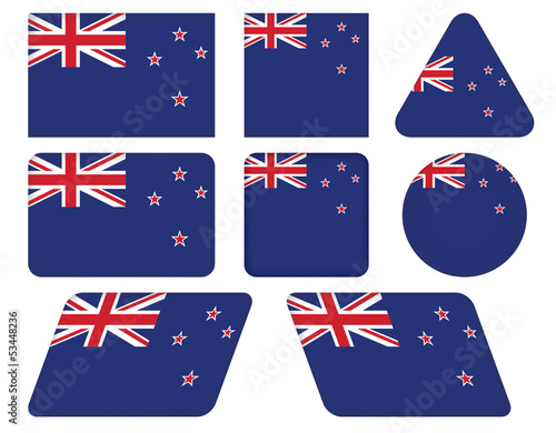 set of buttons with flag of New Zealand