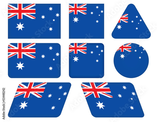 set of buttons with flag of Australia