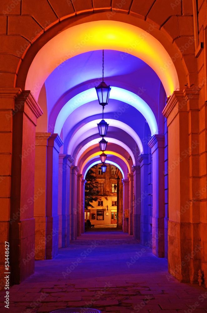 Fototapeta premium Beautiful colorful street-light