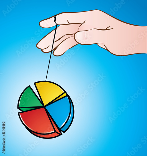 Yoyo   vector illustration of a hand playing with pie chart yoyo
