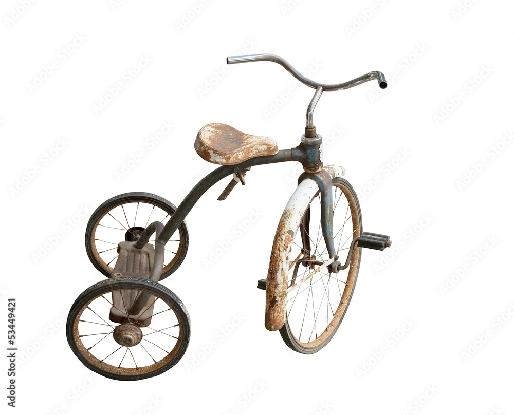 Naklejka premium vintage childrens tricycle, isolated