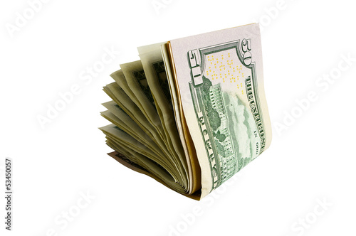 The isolated dollars on a white background