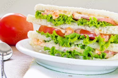 A ham salad sandwich on oat bread