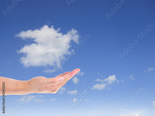 cloud computing concept. hand of man hold a cloud