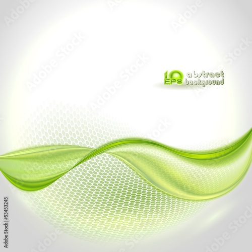 Abstract gray waving background with green element