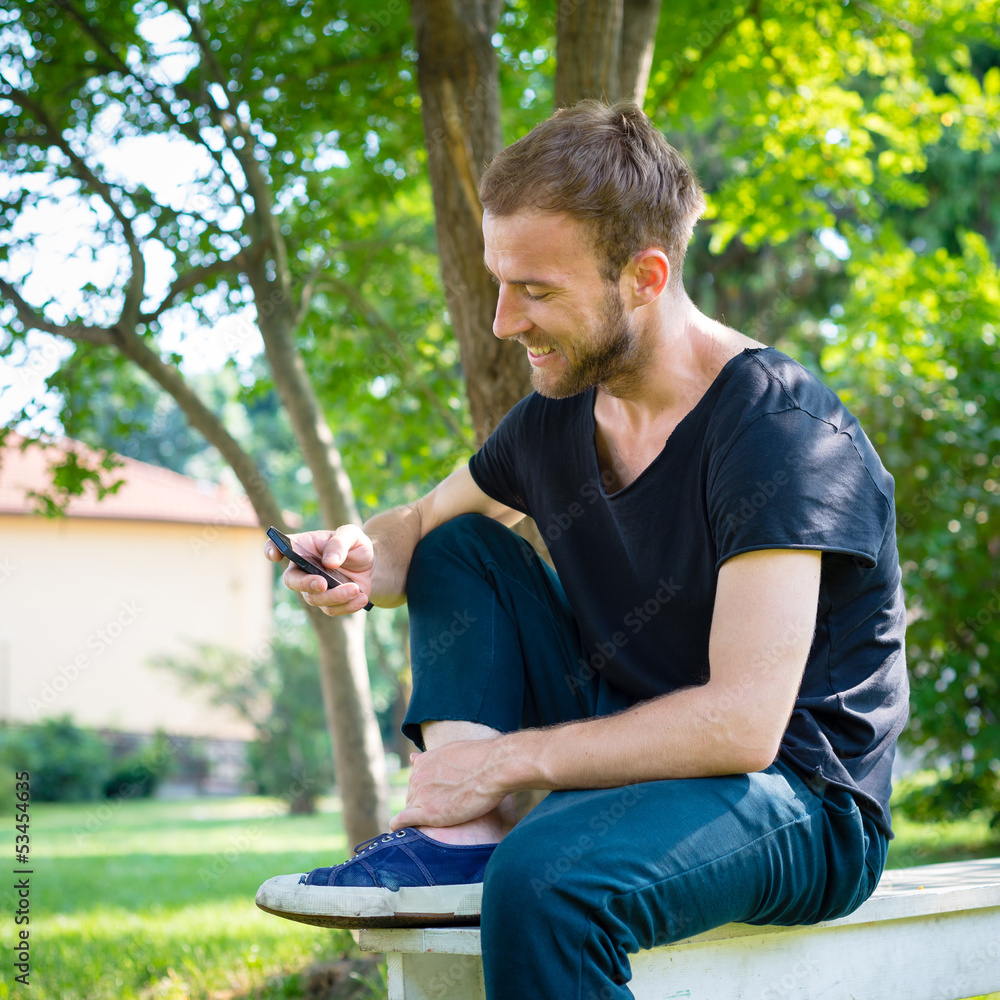 hipster modern stylish blonde man with phone hipster modern stylish blonde man with phone
