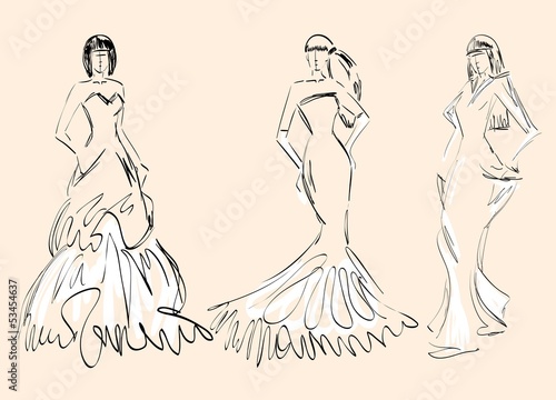 sketches of beautiful fashionable wedding dresses