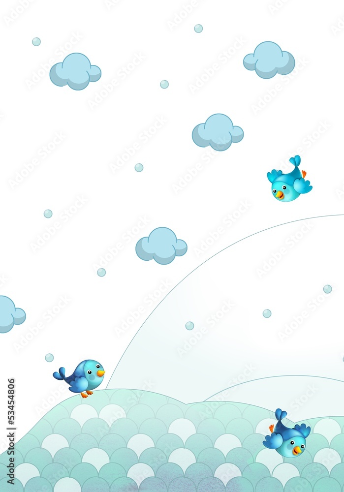 Cartoon nature winter scene - illustration Cartoon nature winter scene - illustration