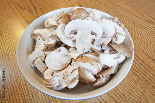 Bowl of Sliced Mushrooms