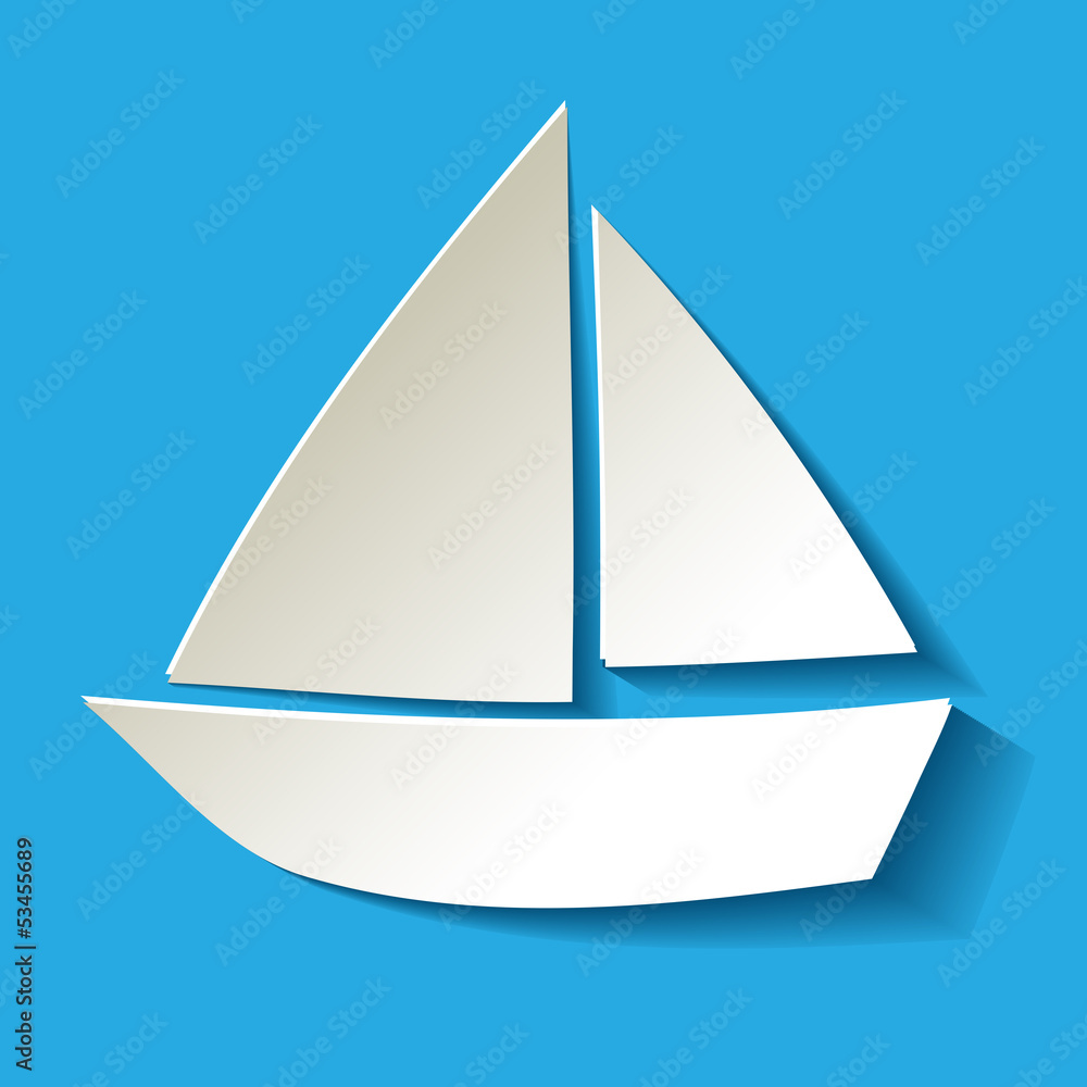 Segelboot Papier Weiss Hintergrund Blau Hell Segelboot Papier Weiss Hintergrund Blau Hell
